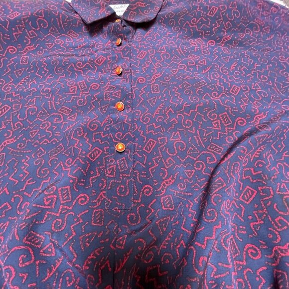 Vintage Schrader Sport Petite Womens Wool Rib Trim Sweater Top 6P Purple Printed - Picture 3 of 10